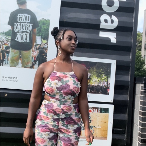 Falling Roses Mesh Jumpsuit from Lilly’s Kloset - Picture 2 of 3